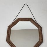 Octagonal wooden mirror