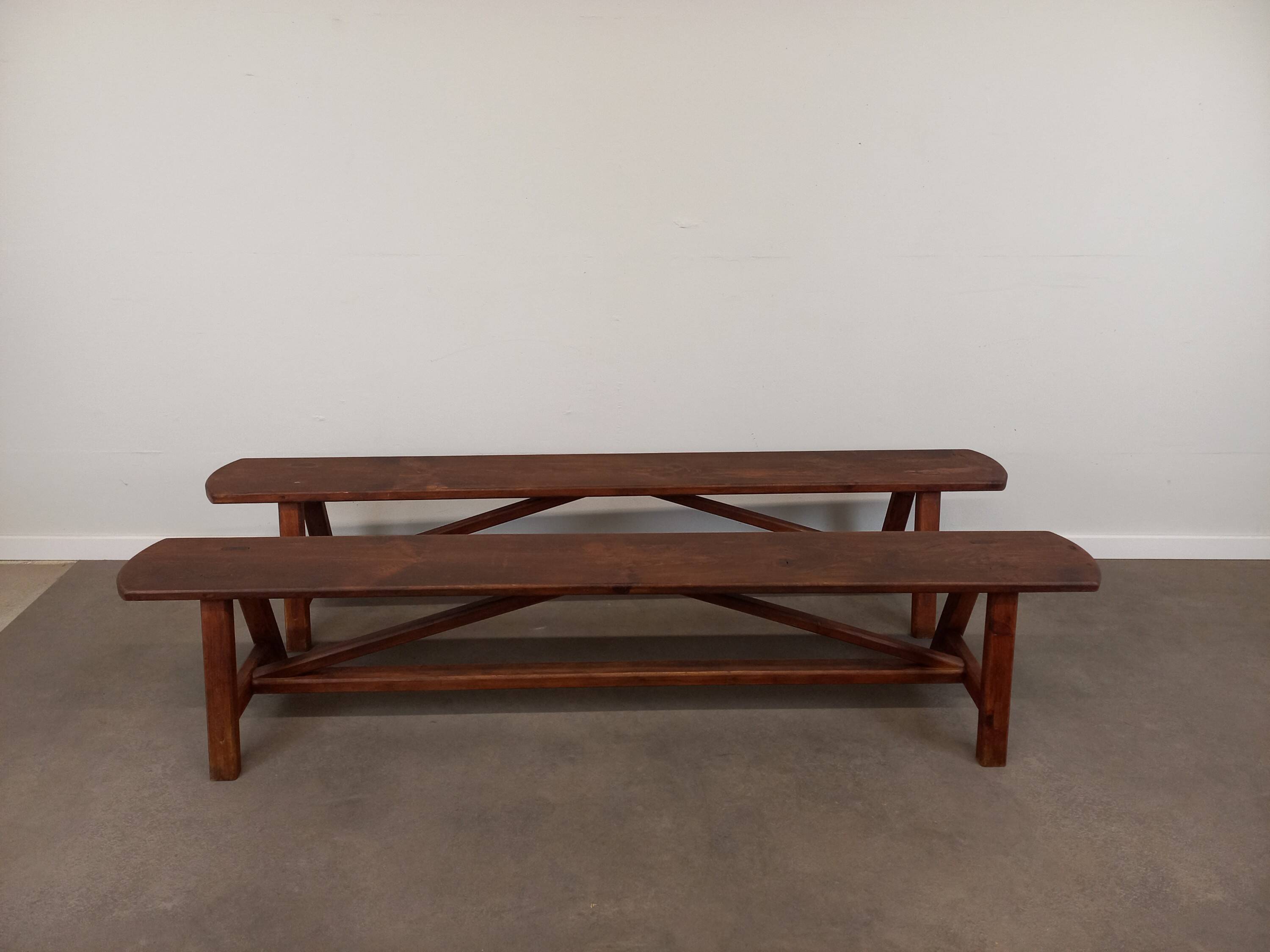 Pair of rustic benches 220 cm