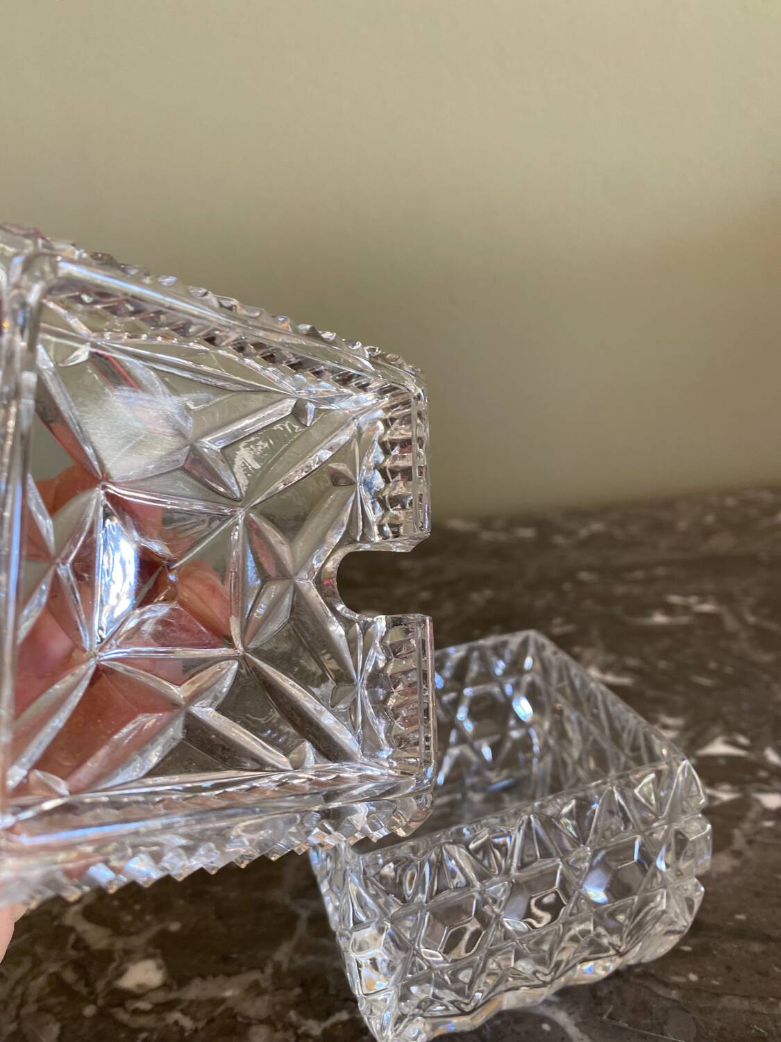 Chiseled glass sugar bowl