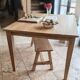 Farm table and bench ("A frame") in solid French oak.