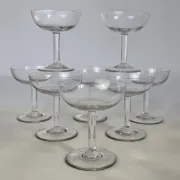 8 blown glass champagne coupes from the 19th century