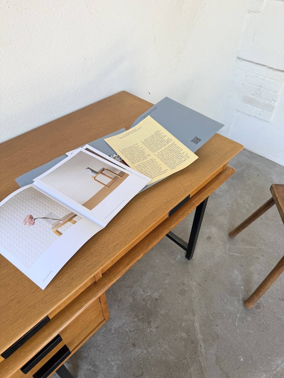 Modernist 50s oak metal desk