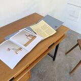 Modernist 50s oak metal desk