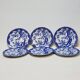 6 Small Dessert Plates in Fine Porcelain with Cherry Blue Decor
