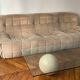 Sofa 3 places Kashima Line Roset velvet beige 70s