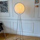Chrome metal floor lamp and rice paper Vate for IKEA 1990