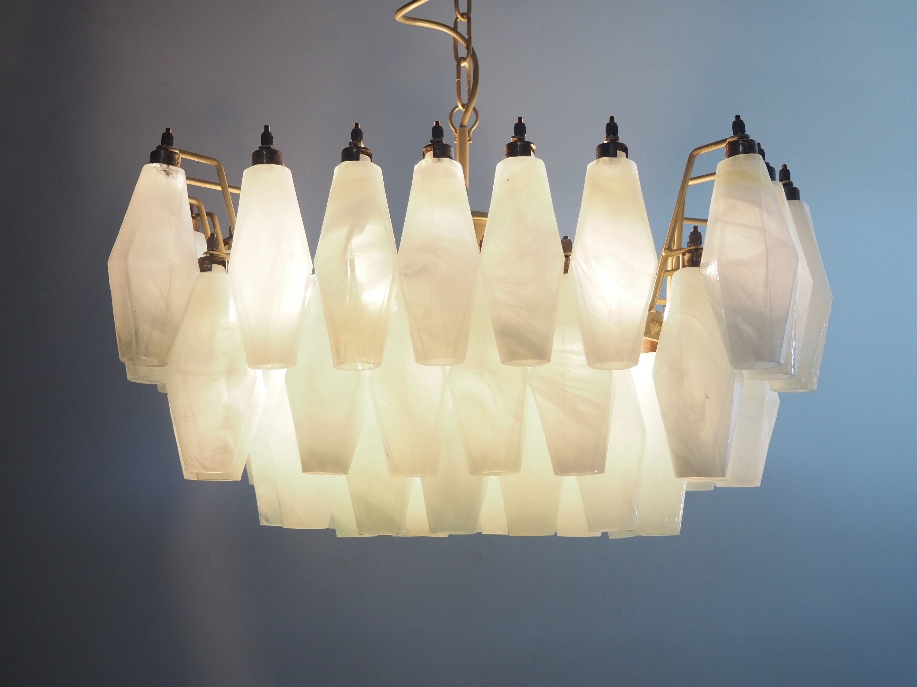 Vintage Italian chandelier - opaline Murano glass