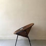 Designer armchair in brown suede circle ballon by Lusch & Co, Germany 1970s