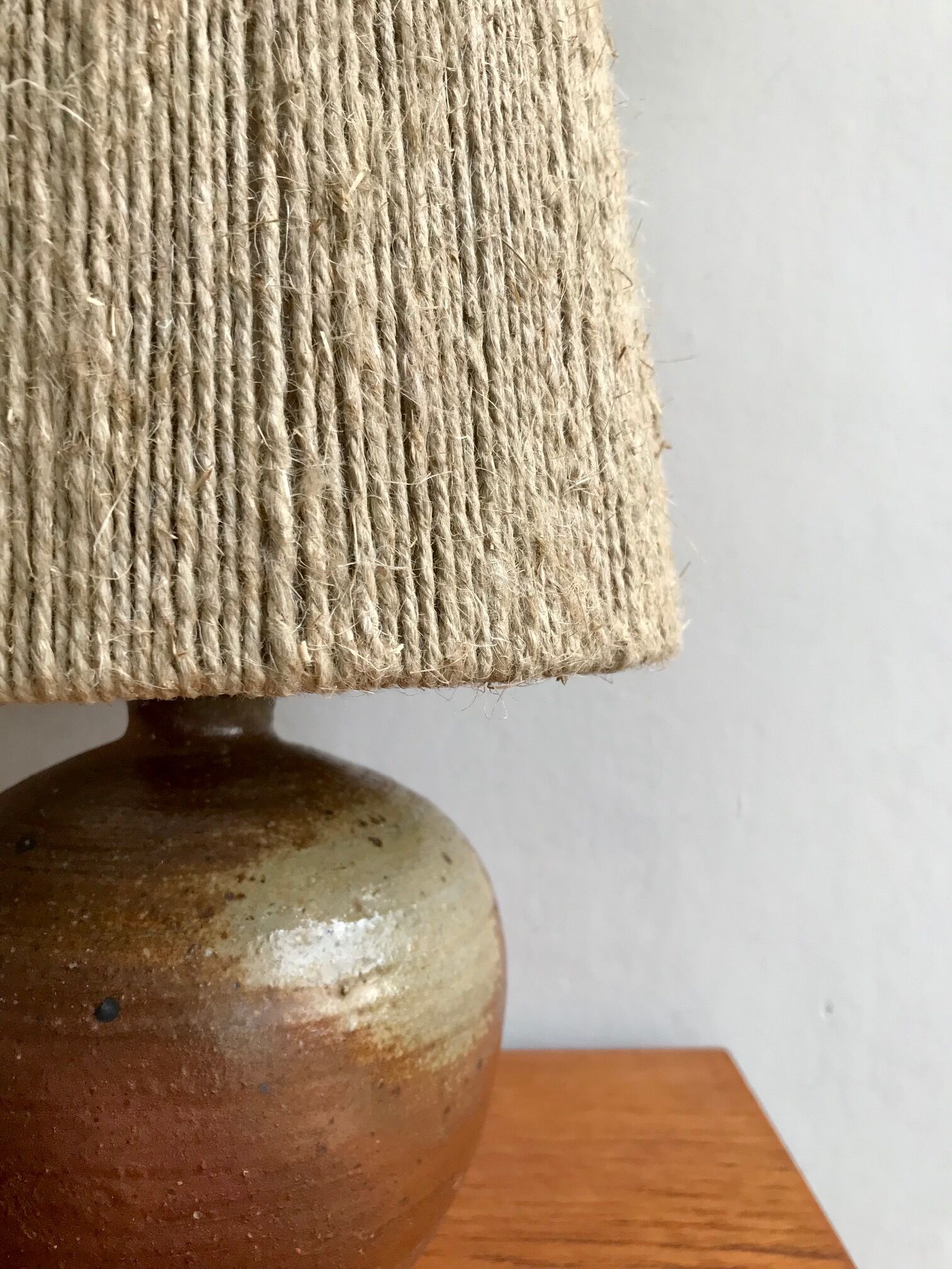 Sandstone lamp, rope lampshade