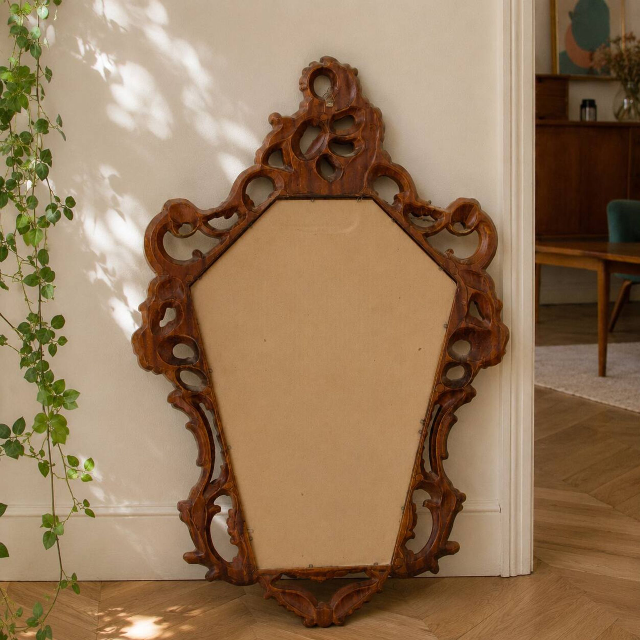 Large vintage baroque mirror in Rococo Louis XV style.