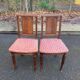 2 chaises sculptées en bois massif et tissu art déco 1950