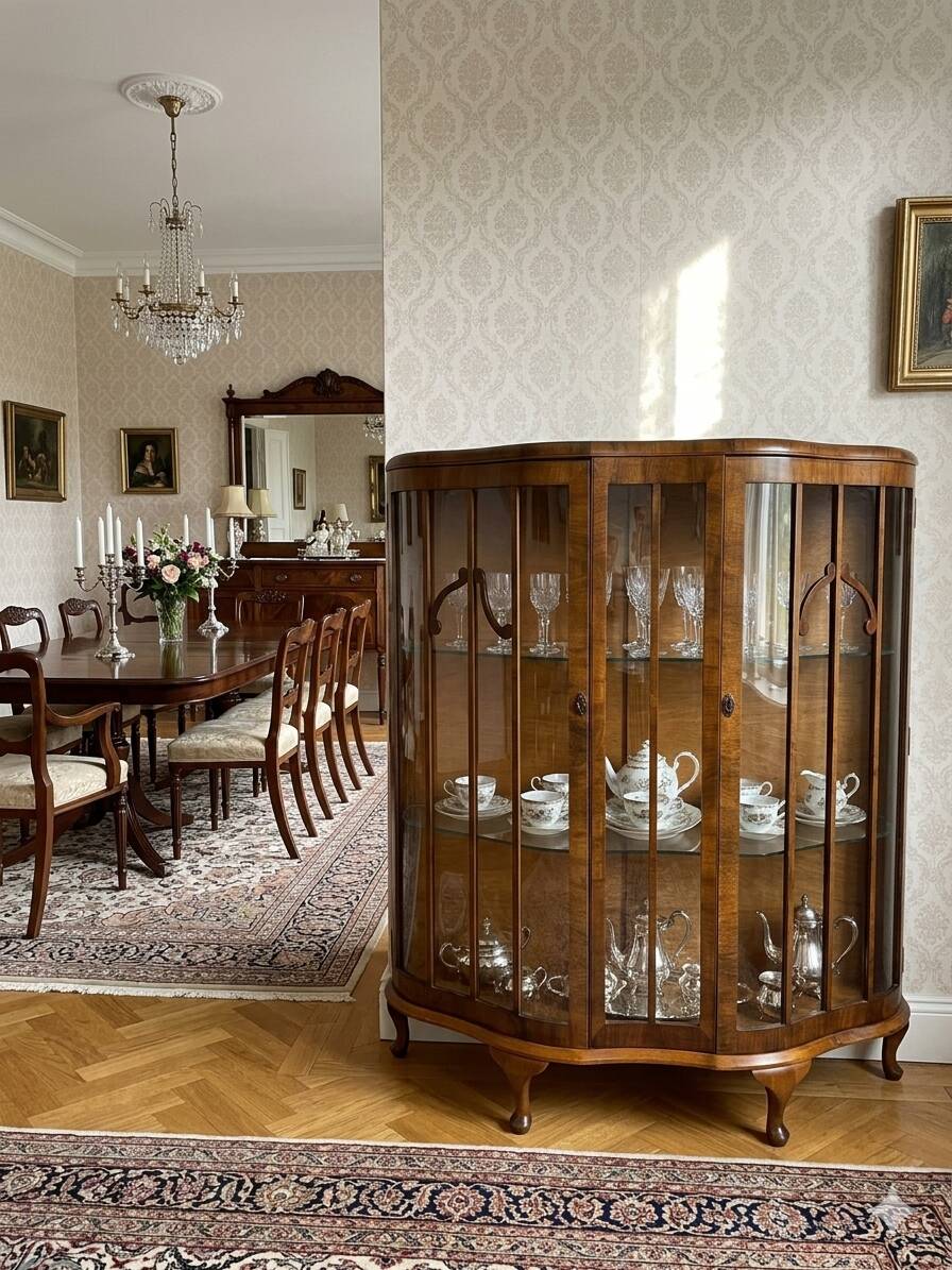 Art Deco display cabinet in walnut from the 1930s.
