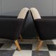 set of 2 black and White boucle lounge chairs 1960s