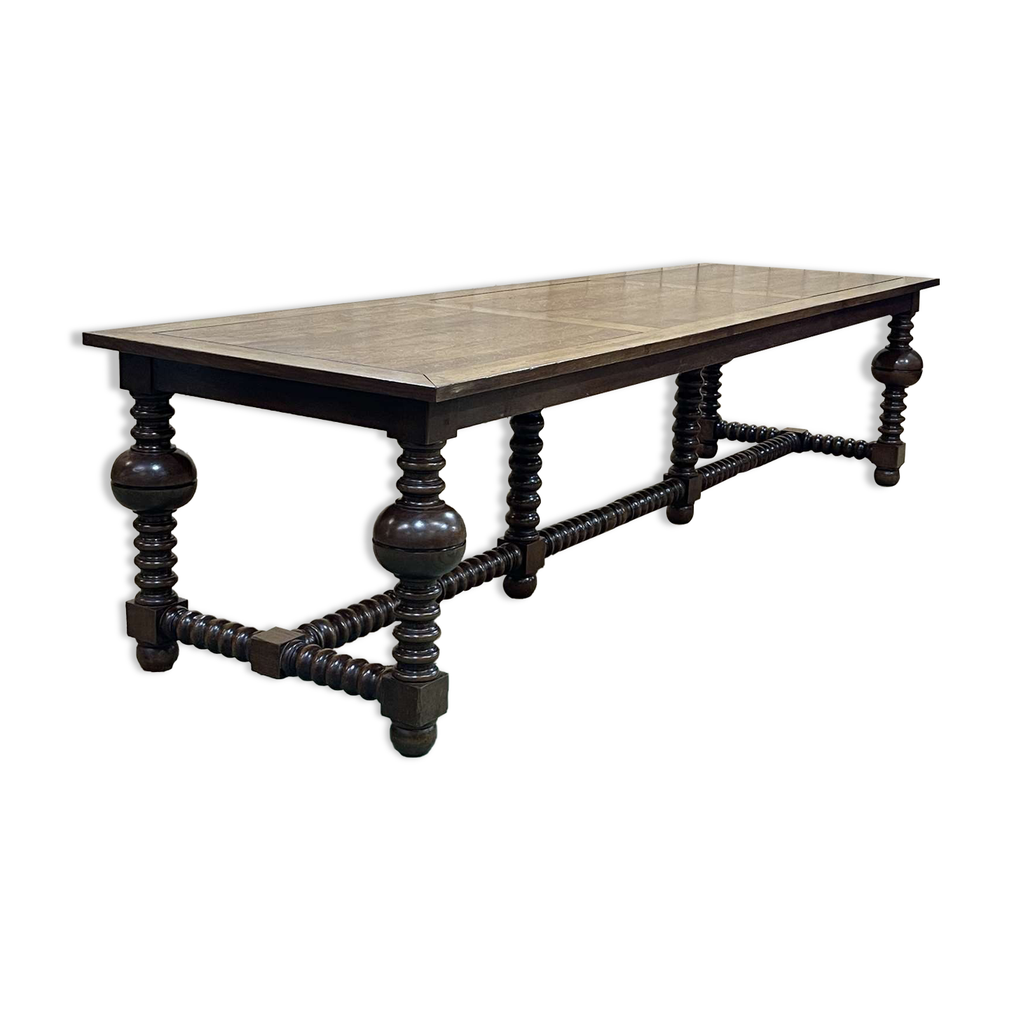 Oak monastery table with turned legs from the 1930s