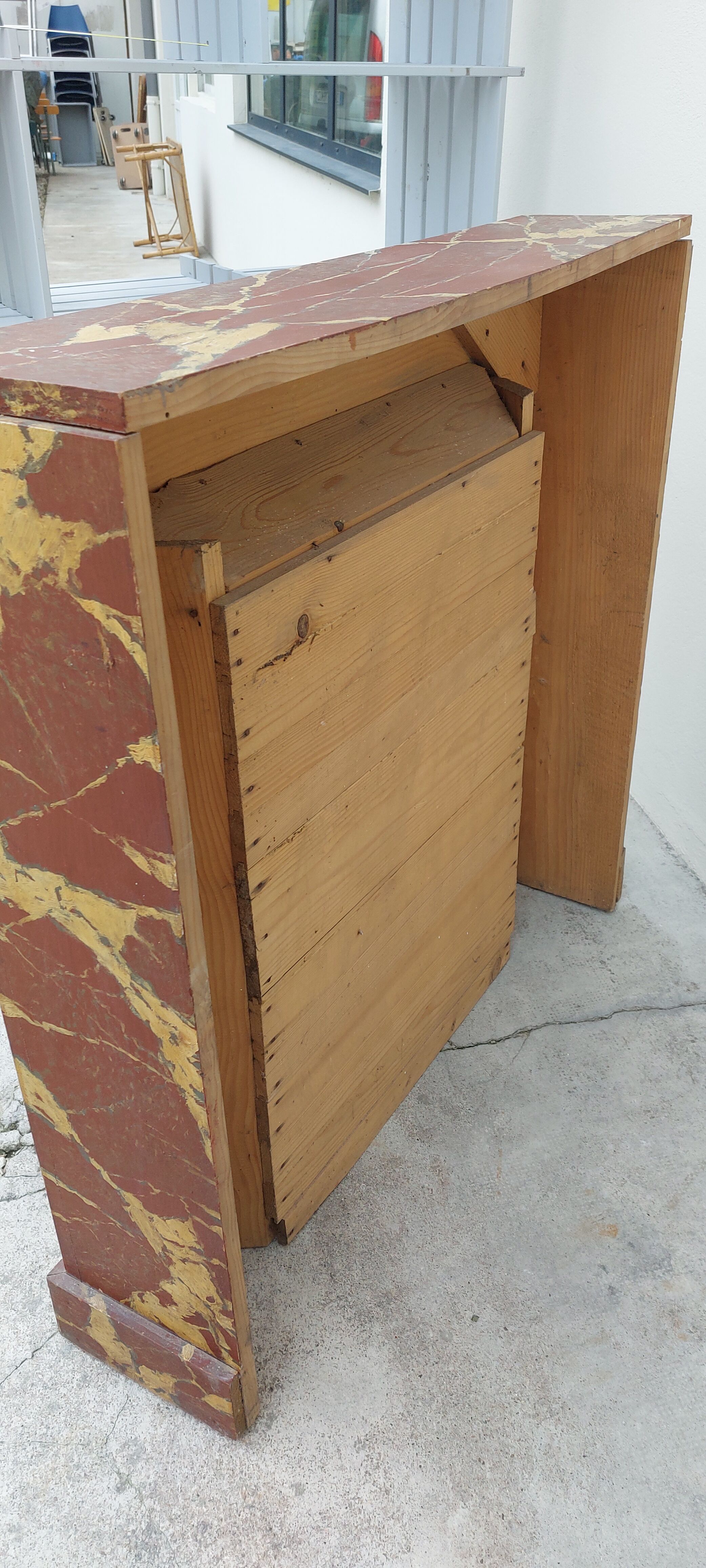 Wooden fireplace imitation marble 1900