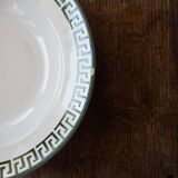 Set of 12 green patterned soup plates, Badonviller earthenware