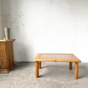 Scandinavian coffee table in solid pine and glass, 1970s