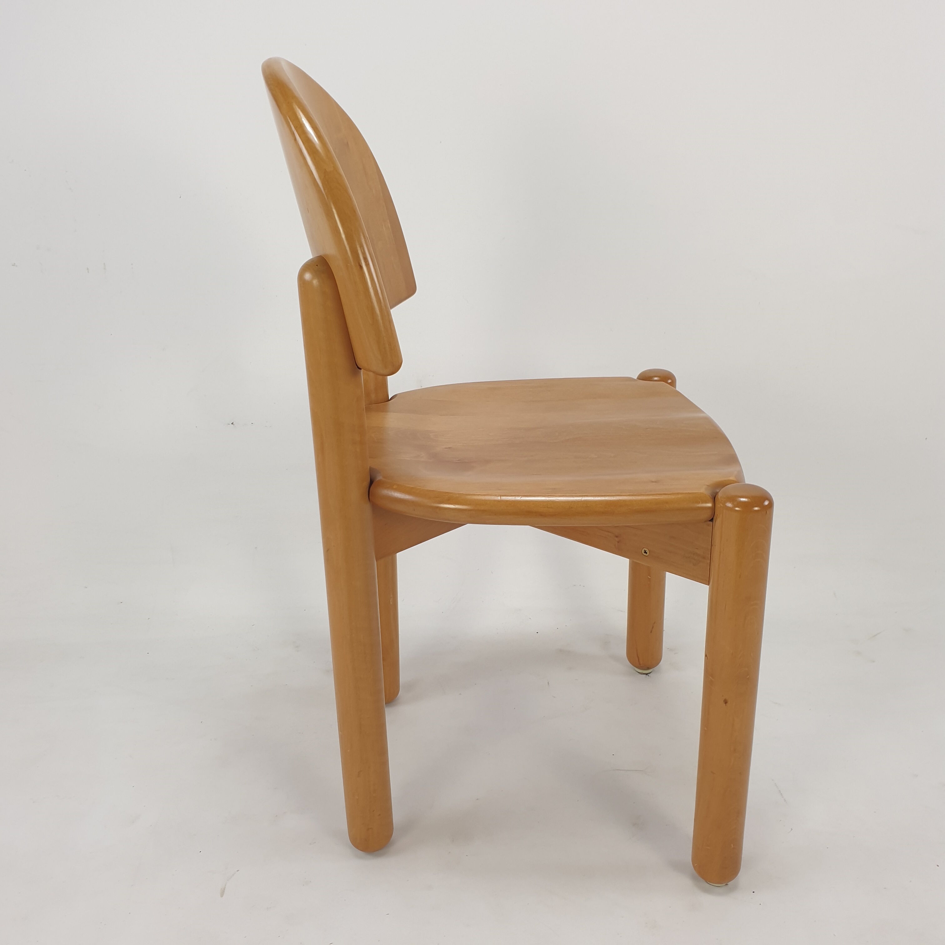Set of 4 oak wood dining chairs, 1980s