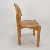 Set of 4 oak wood dining chairs, 1980s