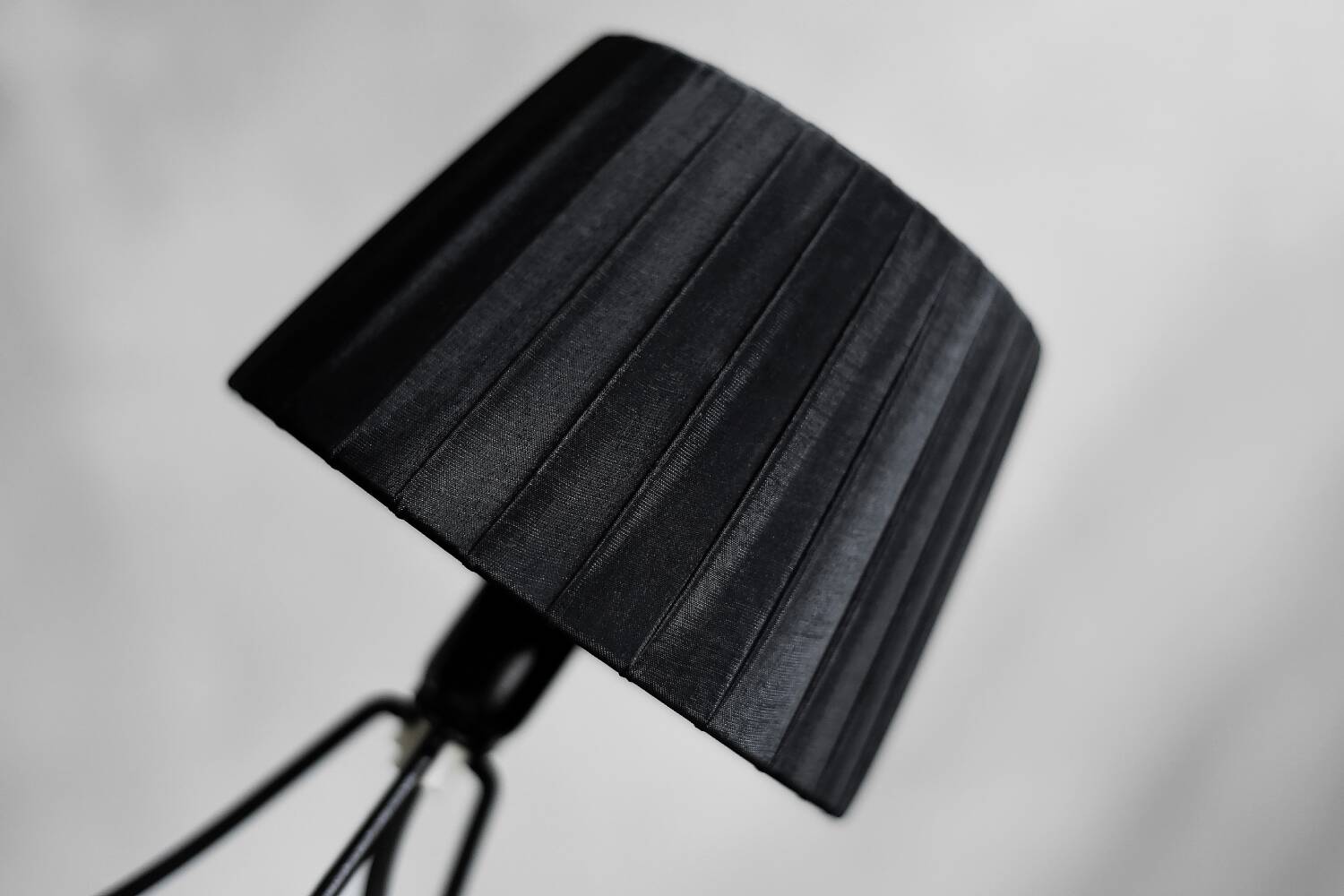 Small modern Polish table lamp from the mid-century with a black shade, 1960s.