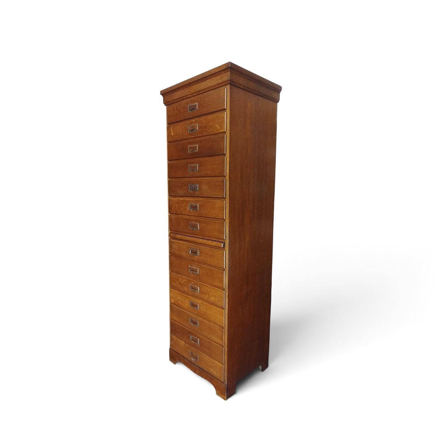 Danish Oak Archive Cabinet with Pull-Out Shelf, ca. 1925–1950