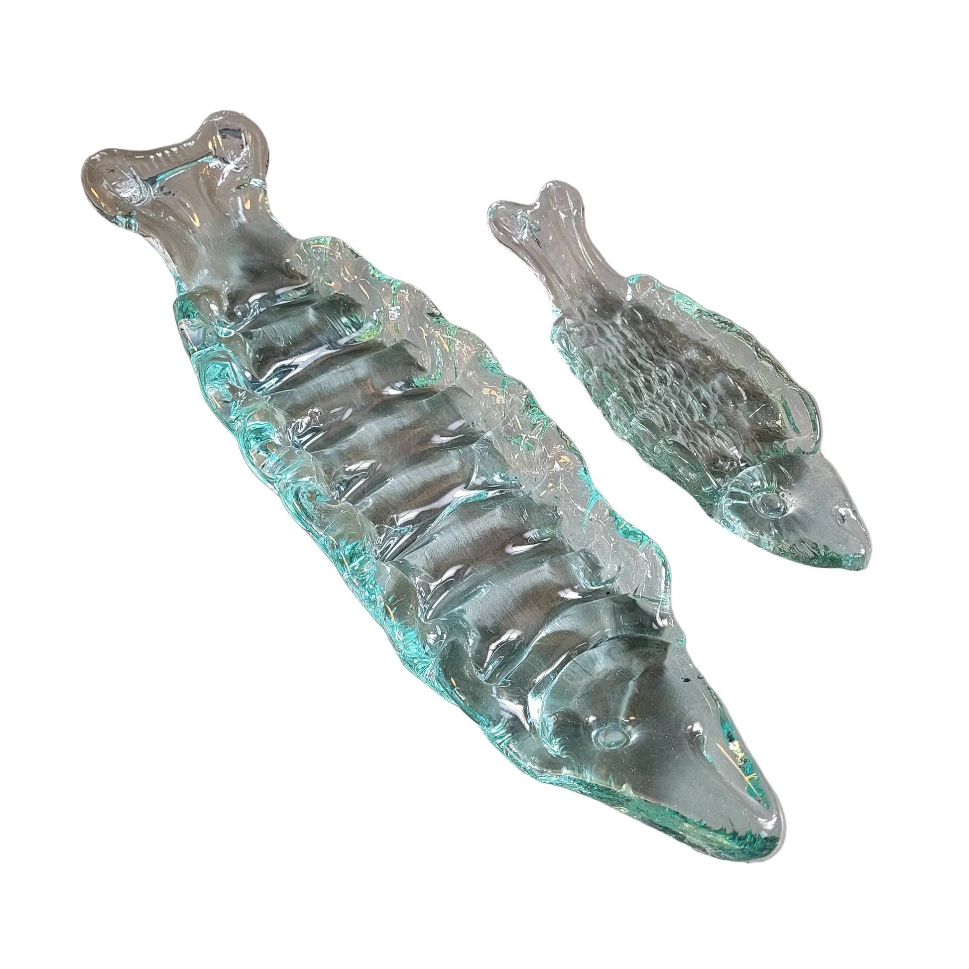 Pair of pressed glass sushi dishes