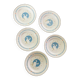 Set of 5 vintage dessert plates retro earthenware geese patterns stoneware moonlight