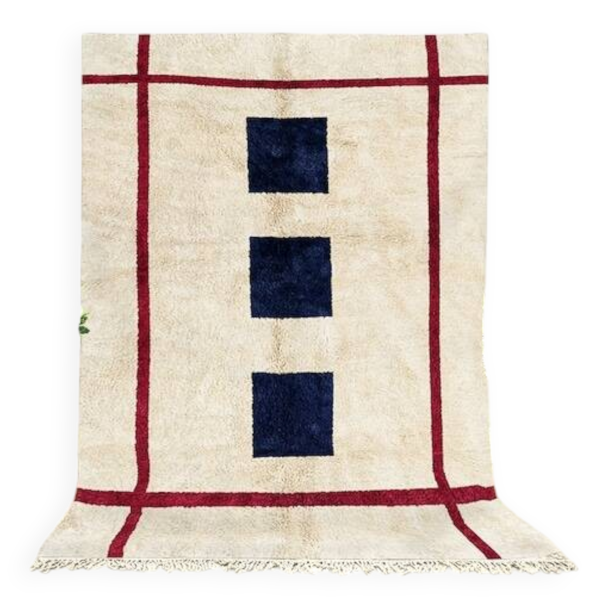 Traditional handmade wool rug in black and white with burgundy 250cmx150cm