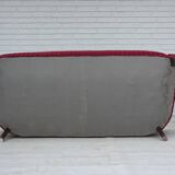 1950s, Danish 2-seater sofa, red furniture velour, ash wood legs.