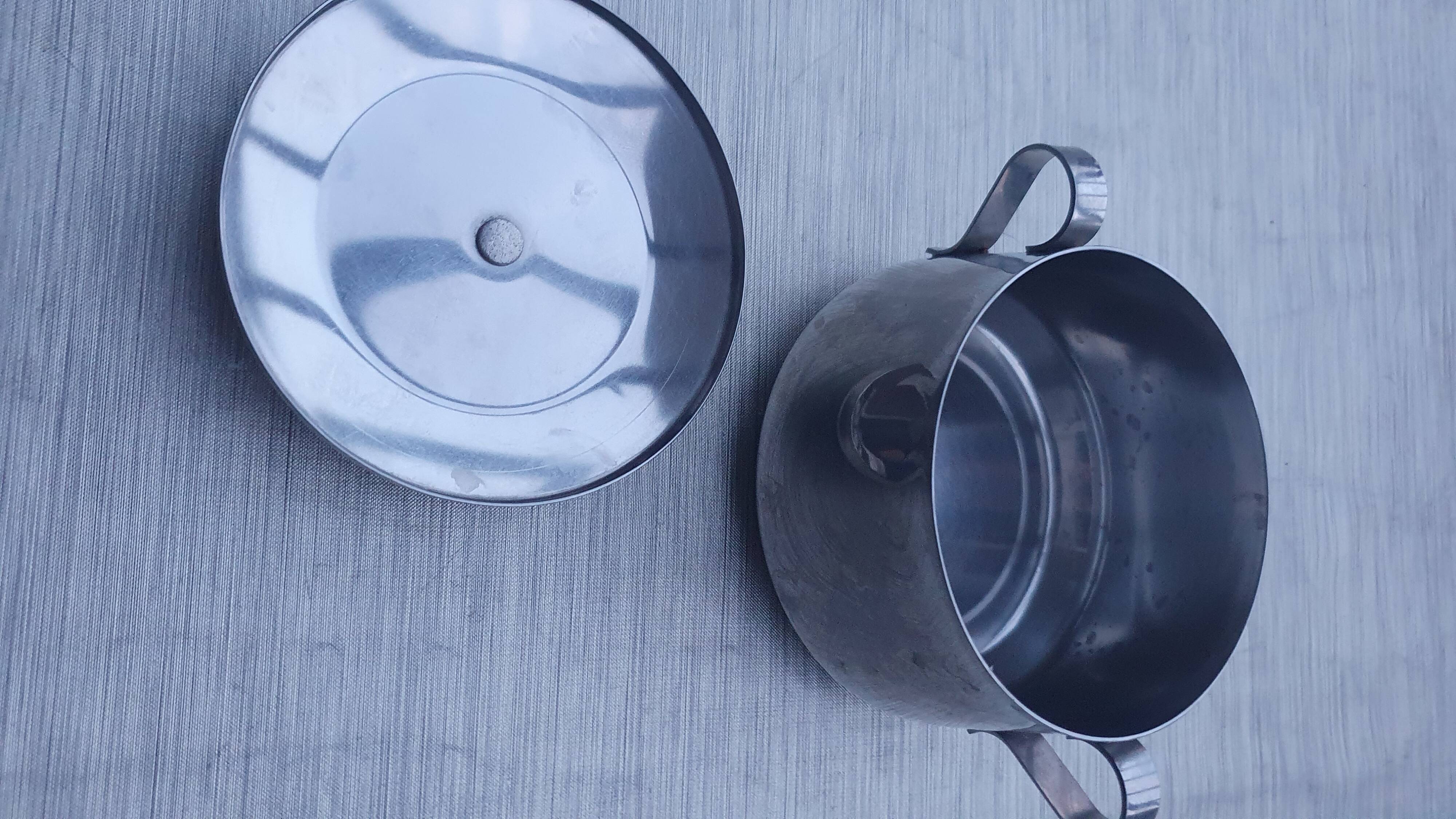 Vintage stainless steel sugar bowl