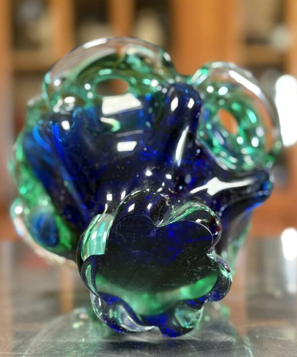 Murano : panier centre de table en verre soufflé