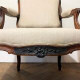 Fauteuil à la reine, style Louis XV, XIXème siècle