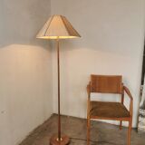 Scandinavian floor lamp 1960, wood and brass