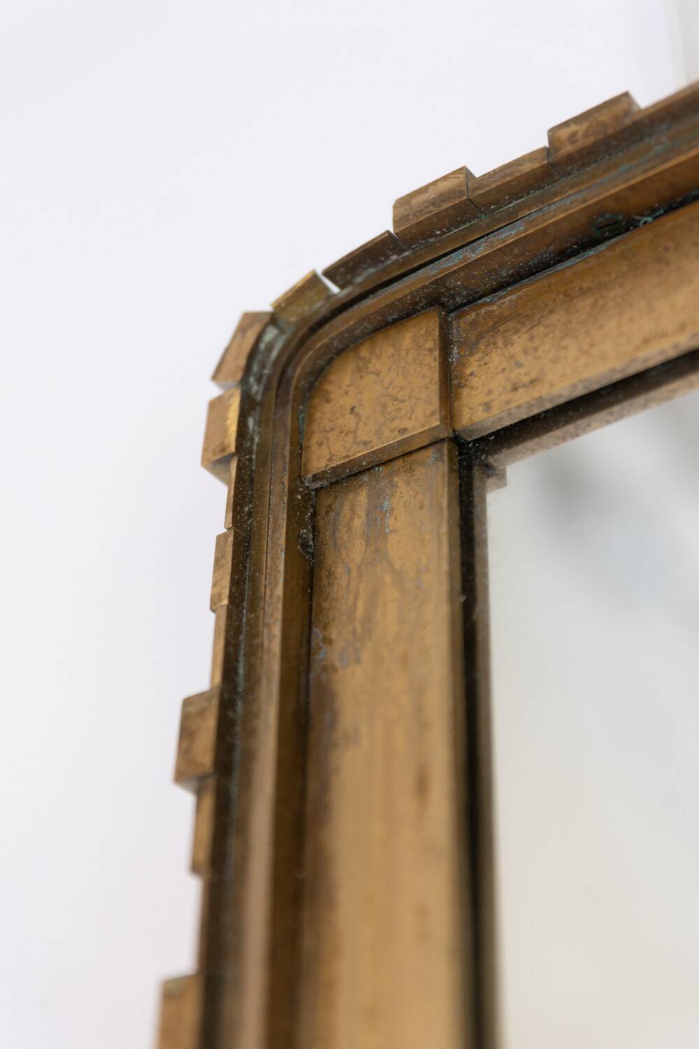 Pair of large mirrors in gilded and patinated brass. Contemporary.