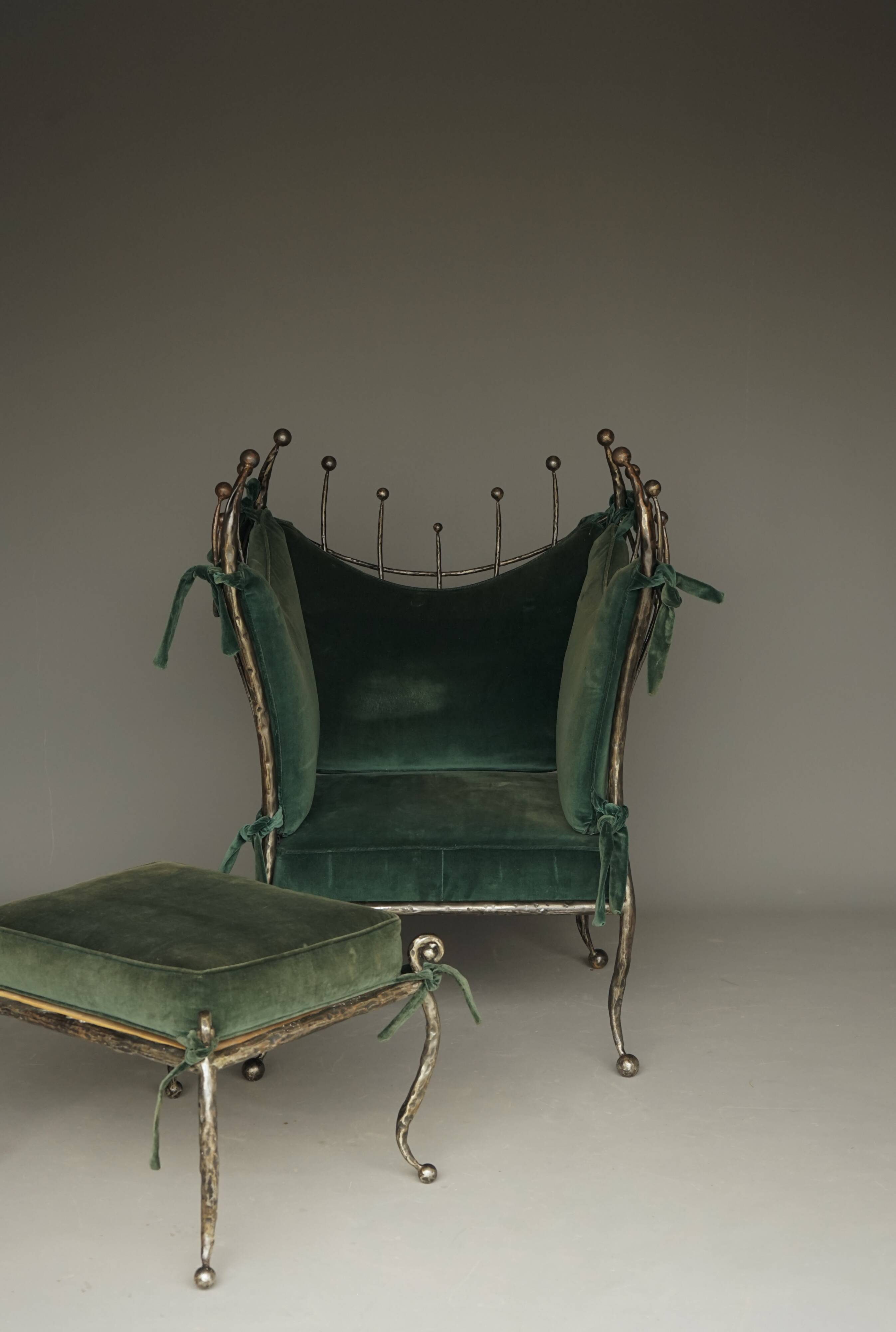 Postmodern Baroque style Armchair and Ottoman, 1980s