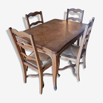 Table and 4 solid wood chairs