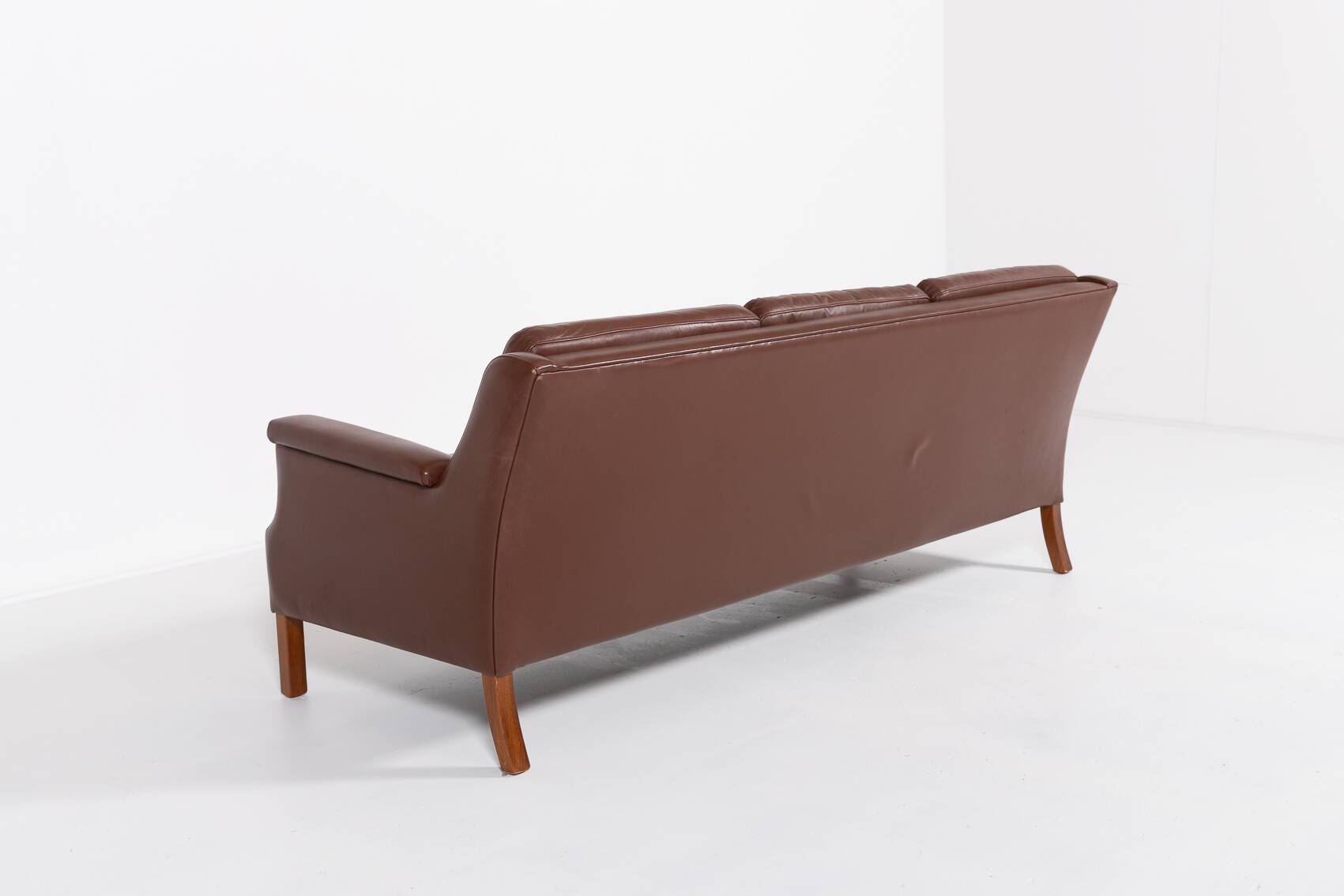 Canapé vintage en cuir marron de Mogens Hansen, Danemark 1980