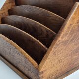 Porte lettres ancien en bois verni, 30 cm