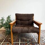 Vintage armchair – corduroy & pine