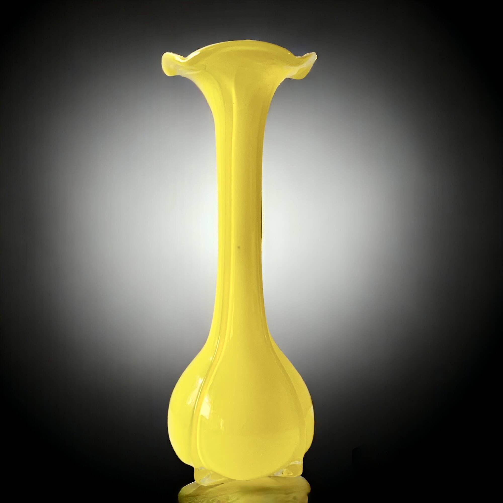 Vintage yellow blown glass vase