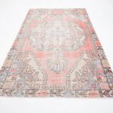 4x7 Pale Red & Beige Rustic Vintage Rug, 129x217Cm
