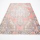 Tapis rustique vintage rouge pâle et beige 4x7, 129x217 cm