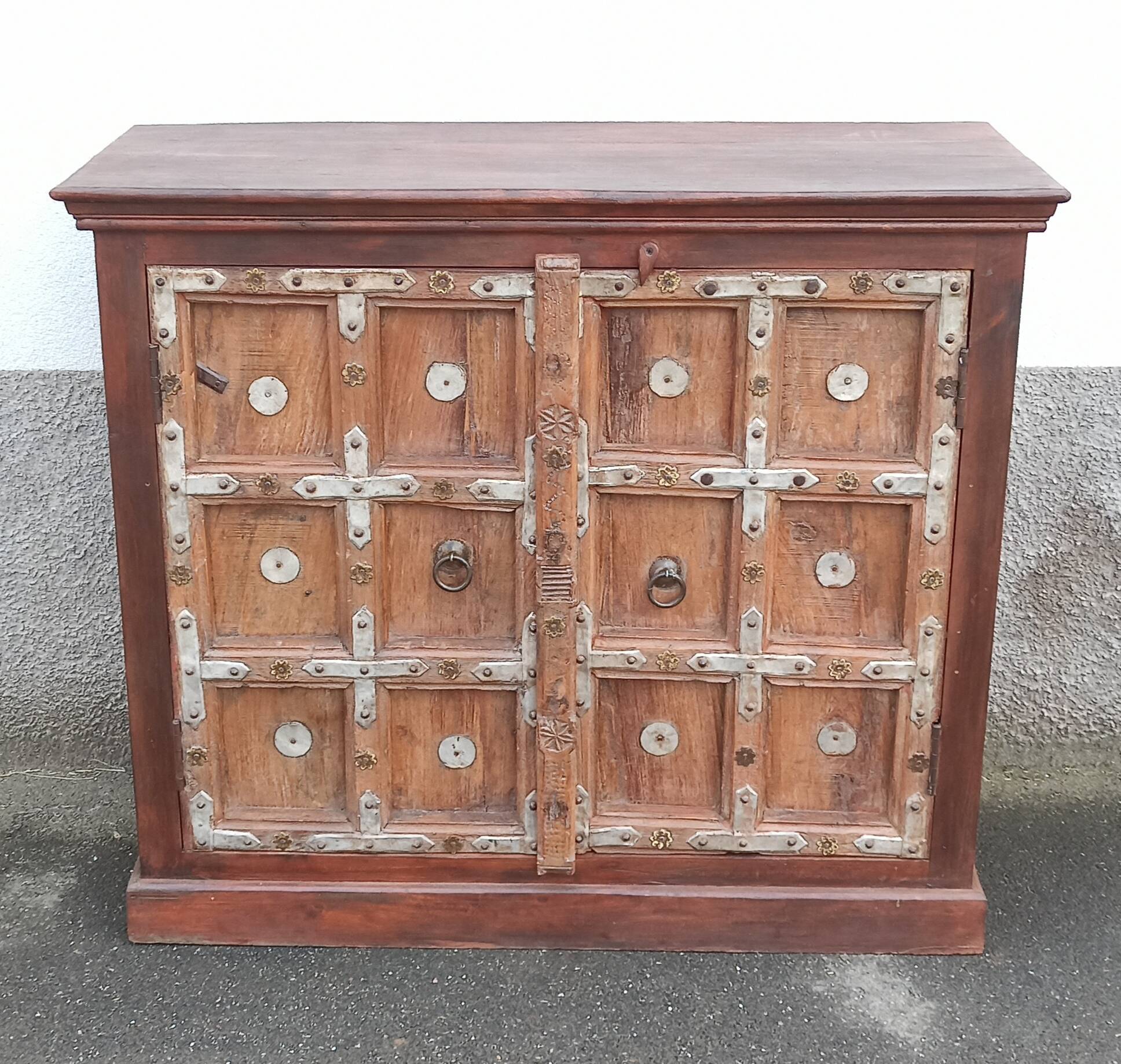 Small old wooden sideboard with two doors