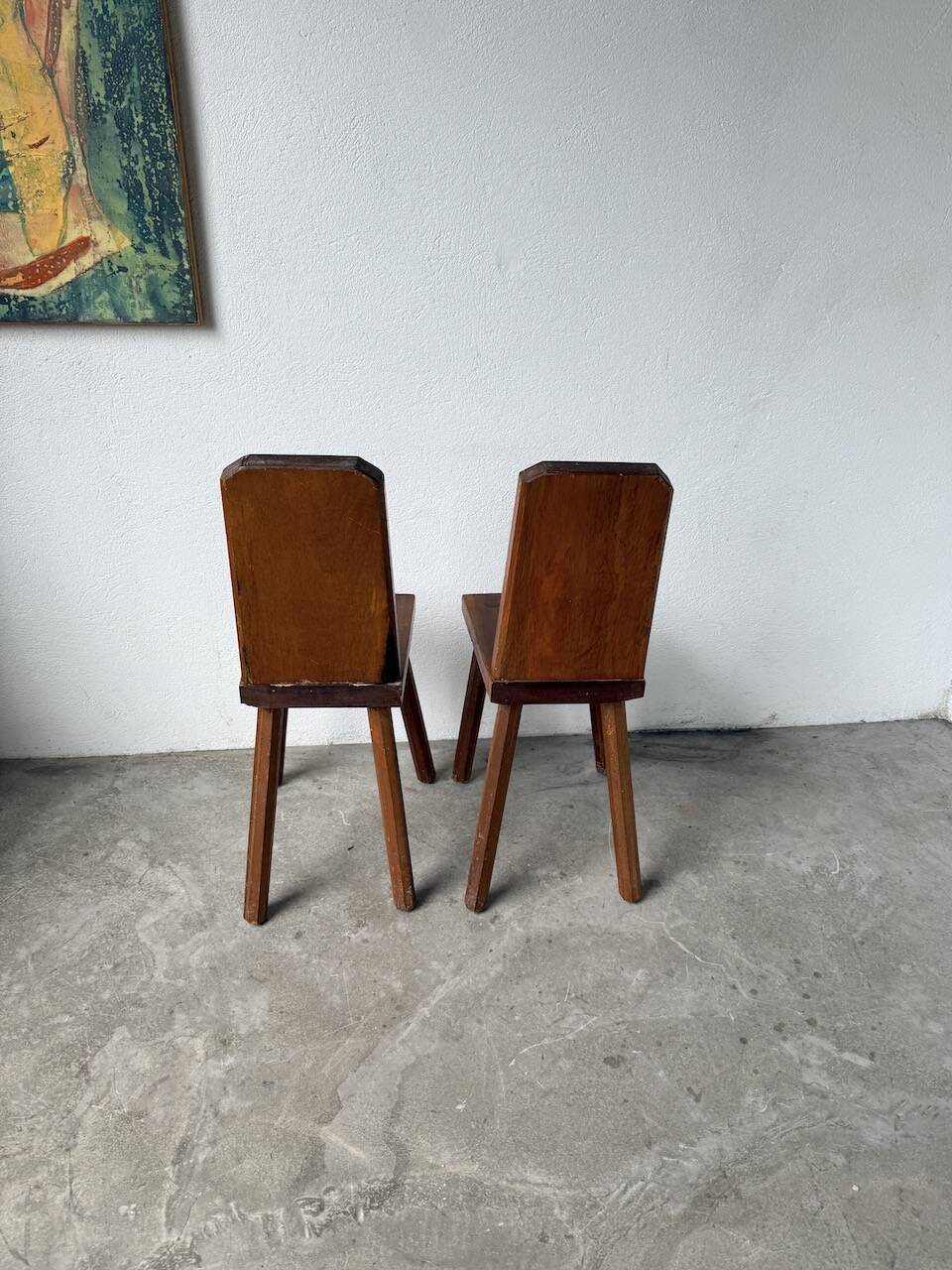 Paire de chaises brutaliste en chêne 1950