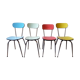 Four formica chairs in different colors