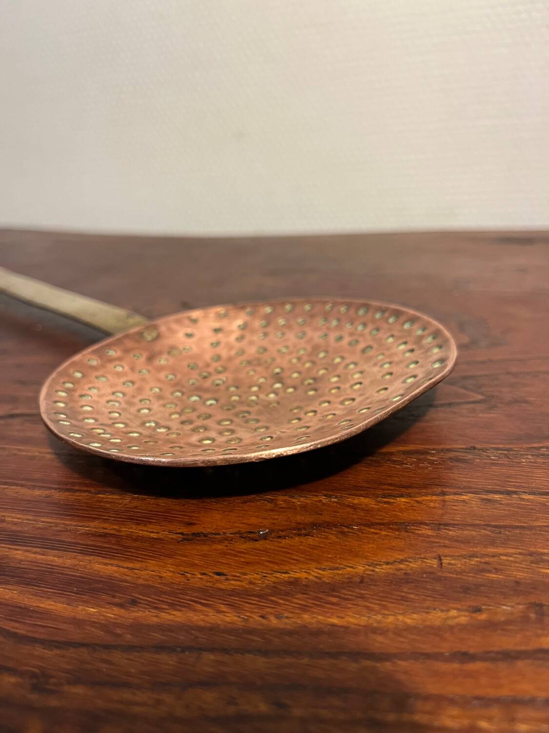 Copper and brass skimmer ladle from the 50s
