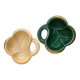 Vintage ceramic pocket trays, leaf shape – Green and cream