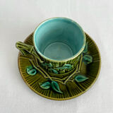 Tasse à café ancienne en barbotine bambou