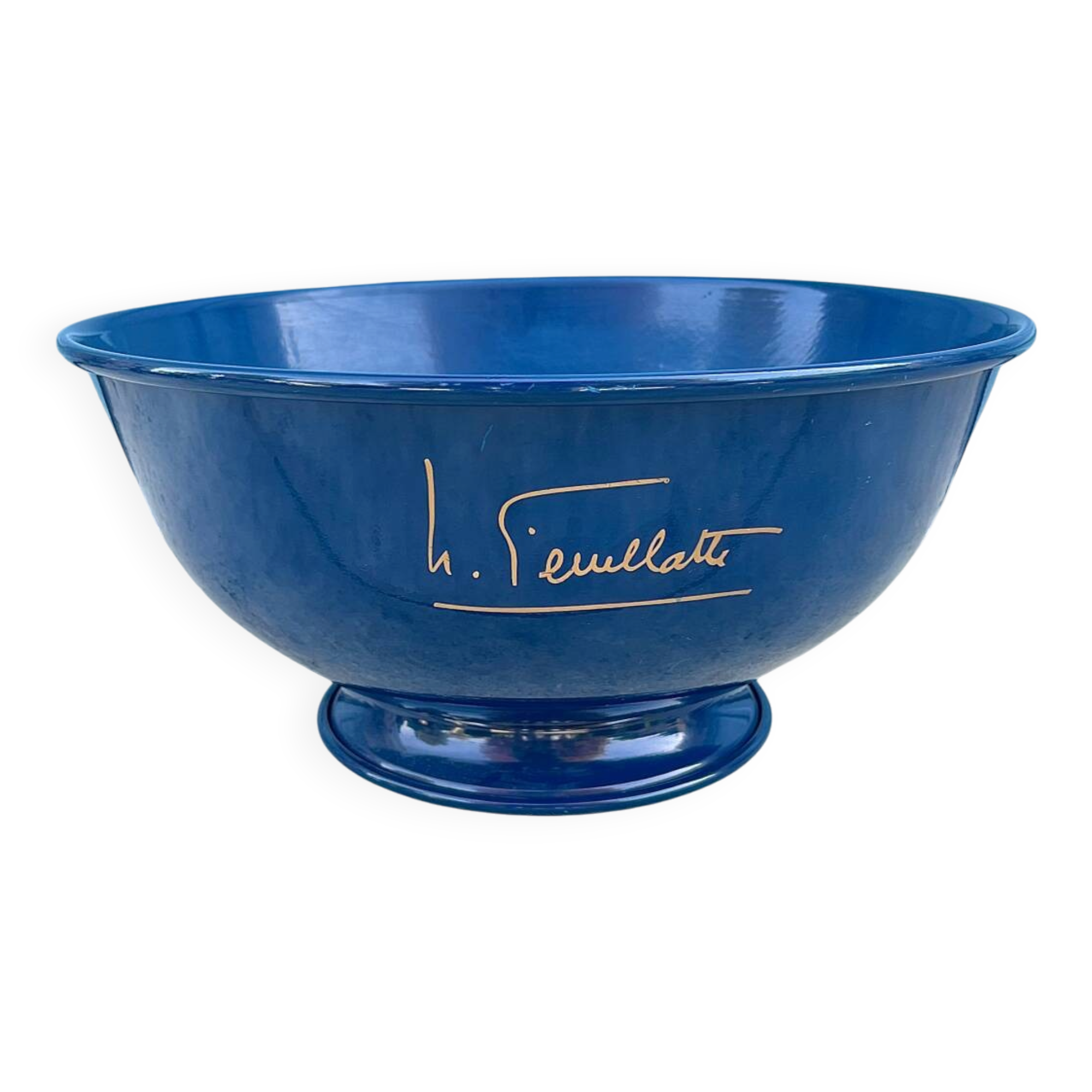 Large Nicolas Feuillatte Blue Champagne Ice Bucket Bowl, Signed
