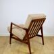 PRL armchair "Stefan" oak wood vintage beige - gold boucle - 3 pieces available